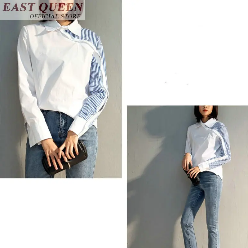 Frauen blusen hemd volle hülse striped feminine shirts verstärktes drehen unten kragen art und büro damen shirt tops DD790 L