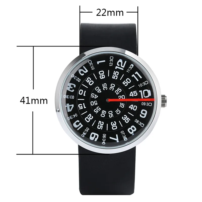 PAIDU Creative Turntable Men Watch Unique Rotation Dial Casual Sport Quartz Wristwatch Fashion Leisure Student Unisex Cool Clock