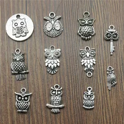 20pcs Owl Charms Antique Silver Color Owl Charms Pendants For Bracelets Small Owl Charms Making Jewelry