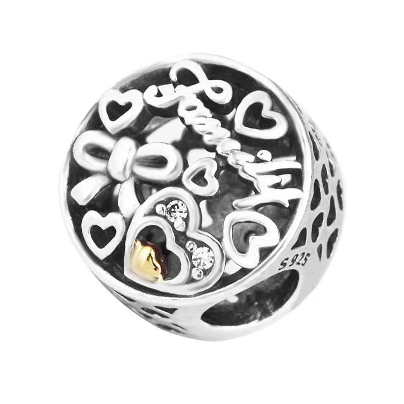 S925 Sterling Silver Jewelry Family Love Openwork Charm Bead Mid-Autumn New Style Women DIY Jewelry Fit Silver Charm Bracelet