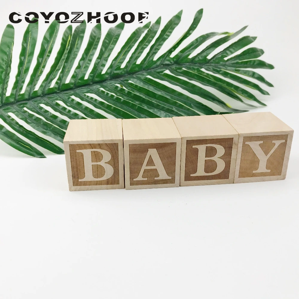 4Pcs  Natural Nursery Blocks 4cm Baby Blocks Rustic Baby Girl or Boys Nursery Decor Christmas Kids Gifts Children Toys