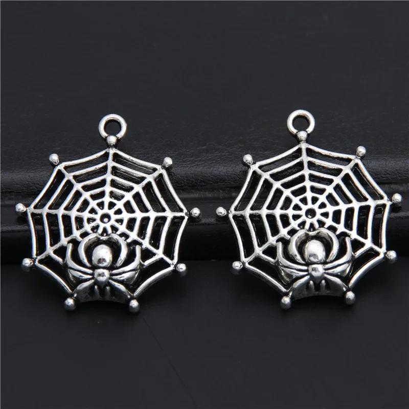 10pcs  Silver Color Cobweb Charms Spider Web Pendant For Jewlry Making A2952