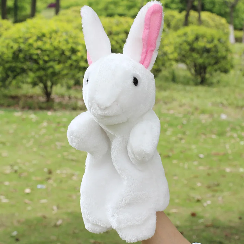 Children Stuffed White Rabbit and the Wolf story plush Toy Hand Puppet