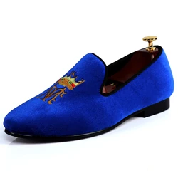 Harpelunde Men Wedding Shoes Dress Embroidered Velvet Tuxedo Loafers