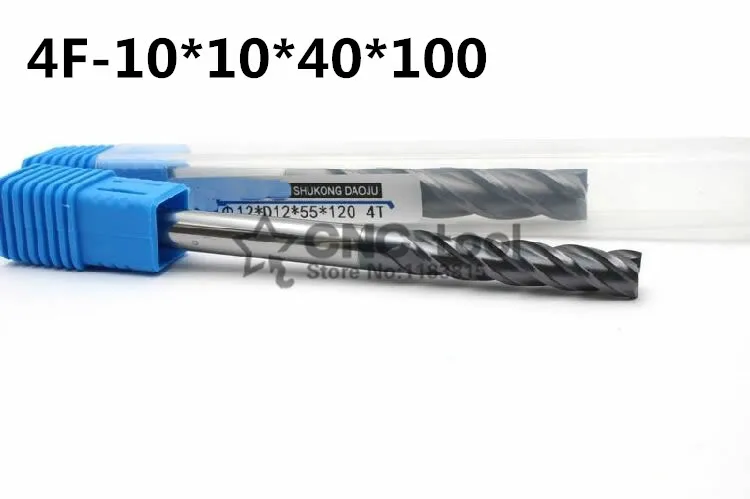 

4F-10*10*40*100, 4 флейты, длинная твердосплавная Концевая фреза, фреза, токарный станок с ЧПУ, фреза для резки металла