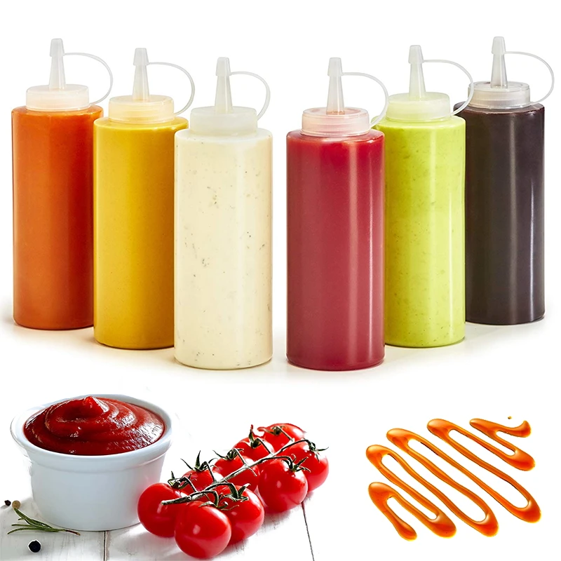 Condiment Squeeze Bottles ,For Ketchup Mustard Mayo Hot Sauces Olive Oil Bottles Kitchen Gadget