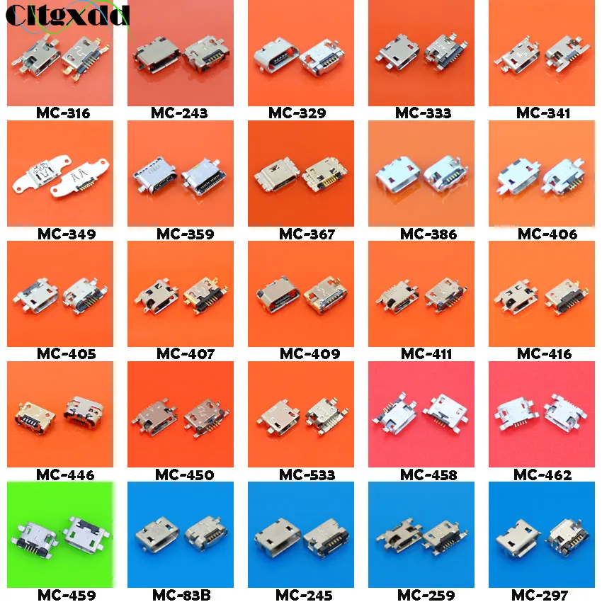 cltgxdd 100models 5pin Micro USB Connector USB Jack Female Socket Mix SMD DIP V8 Port For Lenovo Samsung Xiaomi Huawei Nokia ect