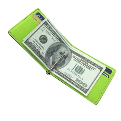 New Brand Leather Men's Money Clip Wallets Solid Metal Clamp Cash Holder Slim Purse For Women Man Billfold Credit Card Case