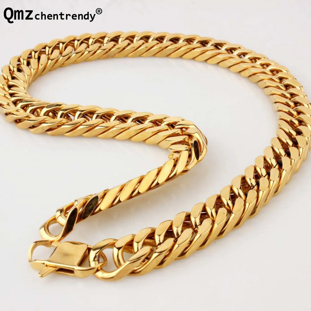 

Top Quality Hip Hop Stainless Steel Cuban Link Chain Necklaces For Men Women Rapper Chunky Exaggerated Style Jewelry 17mm 60cm