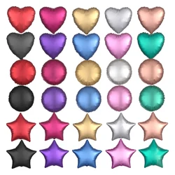 50pcs/lot 18-inch Metal chrome Foil balloon Heart Star Round Matte frosted helium ballons Birthday Wedding party decor wholesale