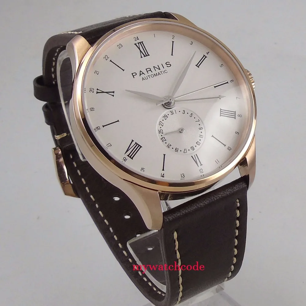 42mm Parnis beige dial 24 Hours ST 1690 Automatic Movement Men\'s Watch