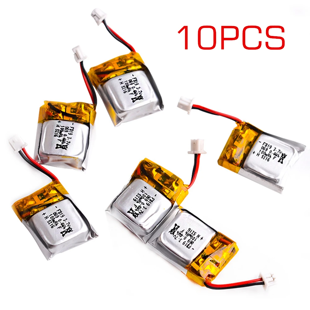 Lot de 10 batteries 100mAh pour FQ777-124 Wltoys V272 V282 V292, pièces de Mini Quadcopter RC pour Hubsan Q4 H111