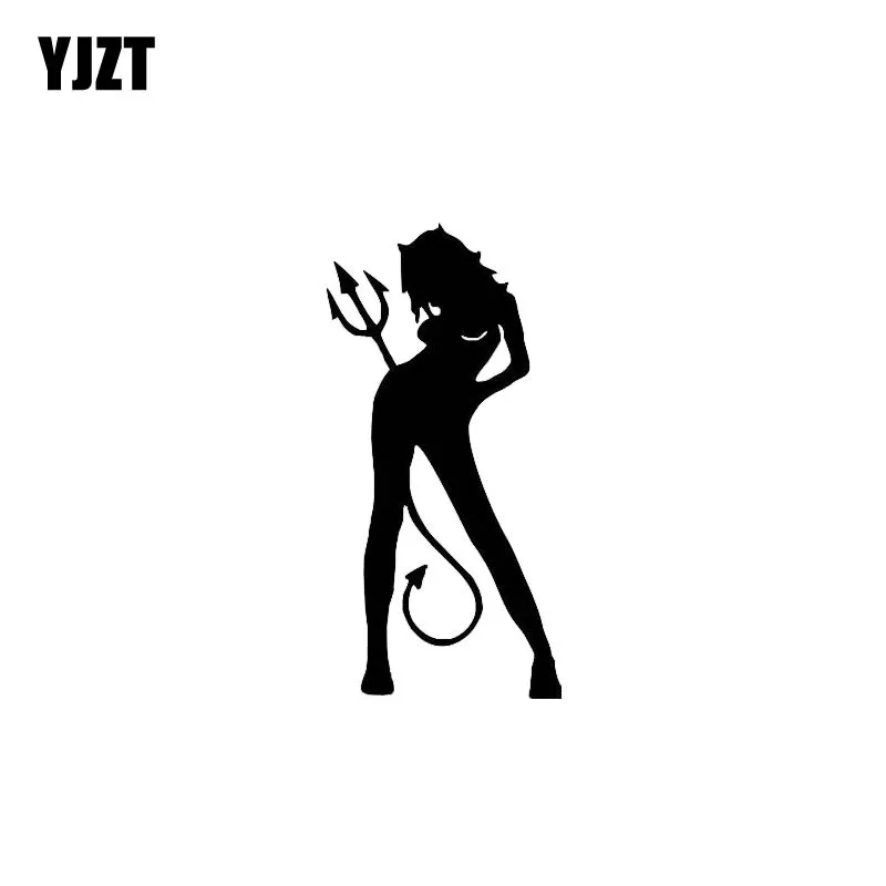 YJZT 12.7*6.3CM Naughty Sexy Demon Lady Vinyl Decal Fashion Design Car Sticker Black/Silver Zero Defect C20-0541