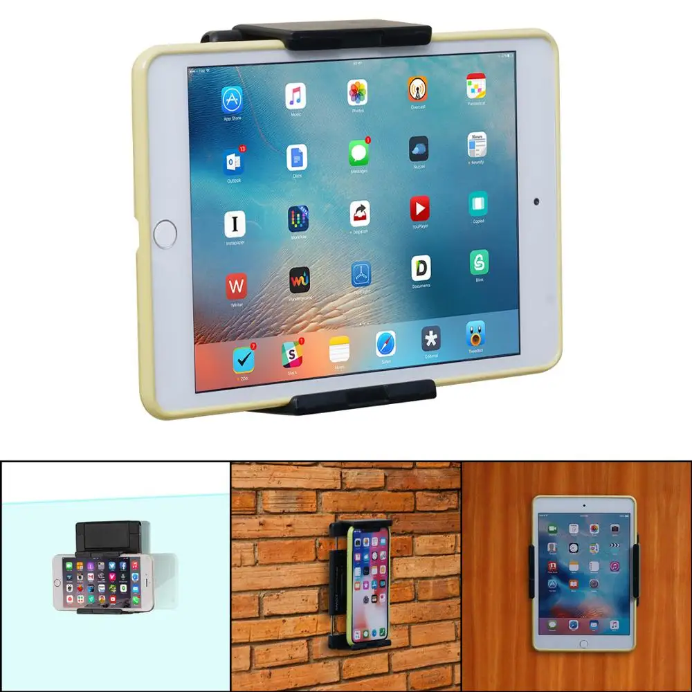 TFY Universal Holder Wall Mount for Tablets and Smartphones, Fits on Kitchen, Bathroom, Bedroom, Readingroom and more