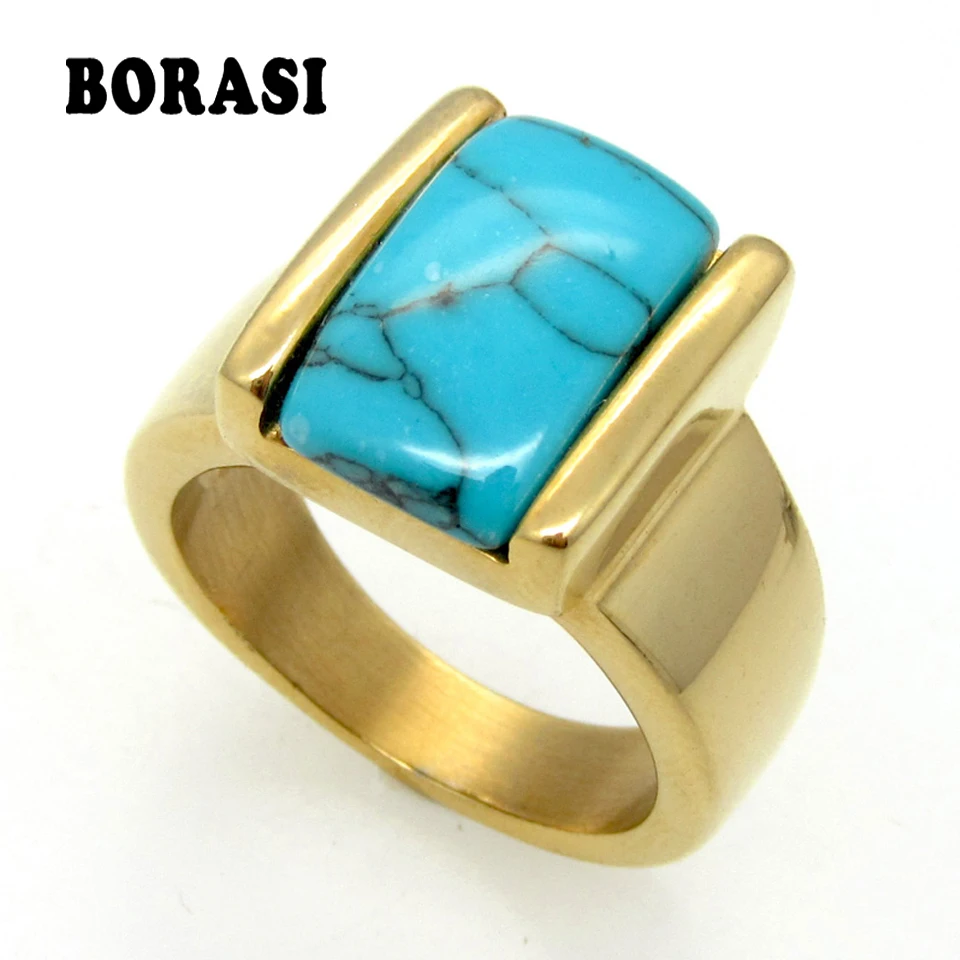 BORASI New Arrival Stainless Steel Unisex Natural Stone Rings Suitable For Both Men And Women Fashion Ring Lead Nickel Free