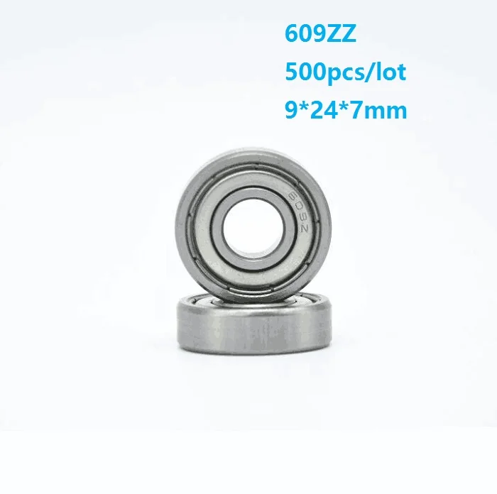 

500pcs/lot 609ZZ 609Z 609 Z ZZ bearing 9x24x7mm Doubel metal cover Deep Groove Ball bearing Mini 9*24*7mm for 3D printer parts