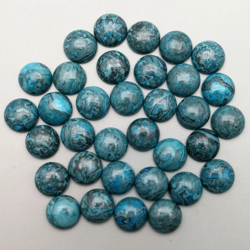 

Fashion 12mm natural blue onyx Stone beads charm round CAB Cabochon no hole for jewelry making Wholesale 50pcs/lot