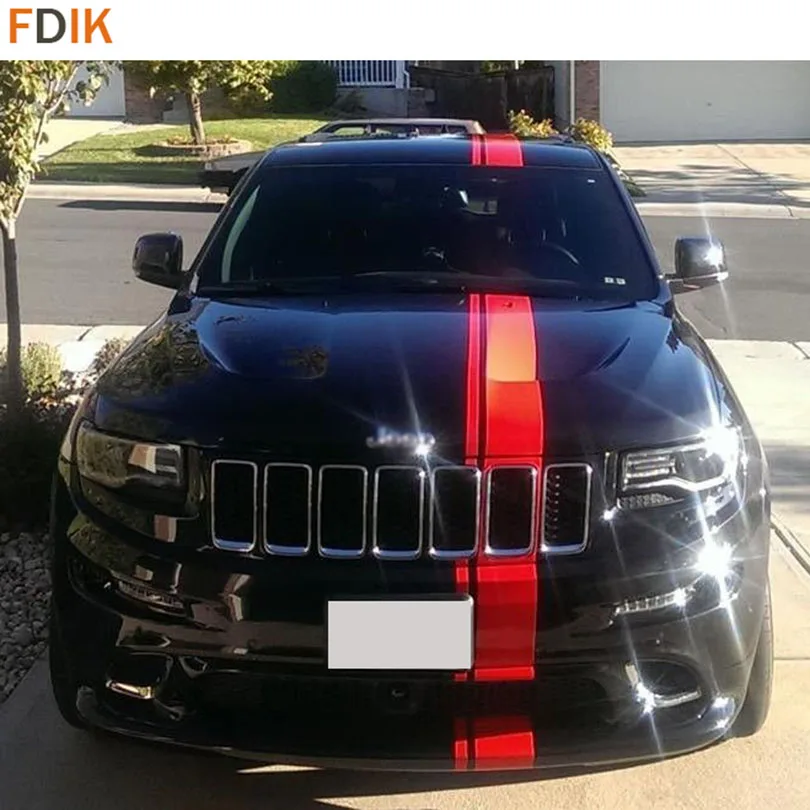 

Sport Racing Red Body Hood Head Rooof Rear Trunk Graphics Vinyl Decals Sticker for Jeep Grand Cherokee 2014 2015 2016 2017 2018