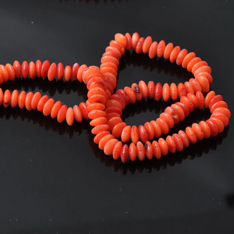 Flat Round Natural Coral Beads For Jewelry Diy making 1 Strand about 30cm TRS0049