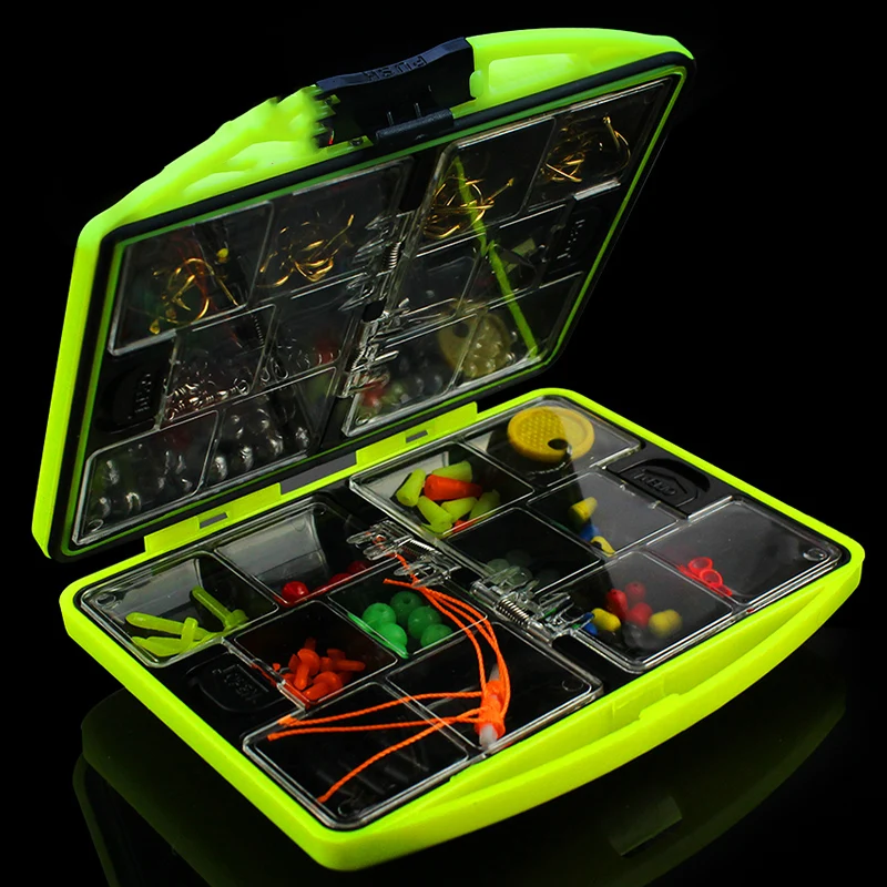 184pcs/box Double Layer Carp Fishing Tool Set Bait Tackle Box Surfcasting Fishing Lure Swivel Jig Lead Head Hook Accessories Set