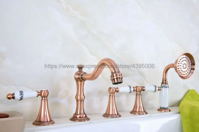 

Bathtub Faucet 5 Hole Widespread Roamn Tub Faucet Bath Basin Mixer Taps with Handshower Deck mounted Btf214