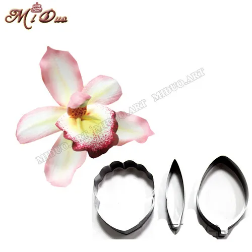 Cymbidium Orchid Petal Flower Cutter Cake Decorating Tools Fondant Mold Lance Lan Butterfly Flower Stainless Steel Cutters