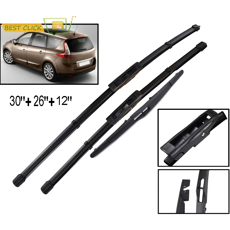 Misima Front Rear Windshield Windscreen Wiper Blades Set For Renault Scenic 3 Grand MK3 2009 2010 2011 2012 2013 2014 2015 2016