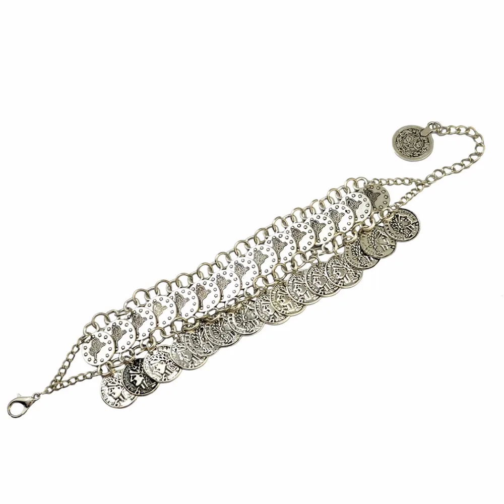 الغجر أنطاليا اللون عملة خلخال الأفغانية التركية القبلية الصيف شاطئ زهرة شيك سوار الكاحل أساور سلسلة مجوهرات للنساء