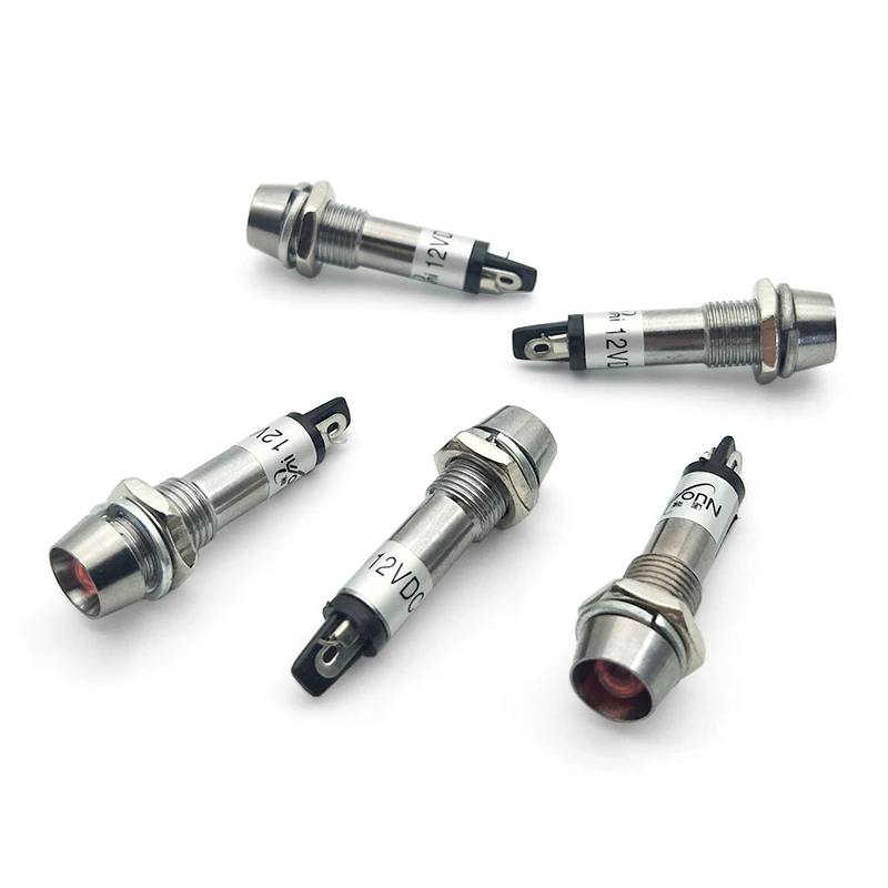 5 Stks DC12V 8mm Mount Gat Rode Bulb Mini Power Signaal Indicator Pilot Light Lamp XD8-1