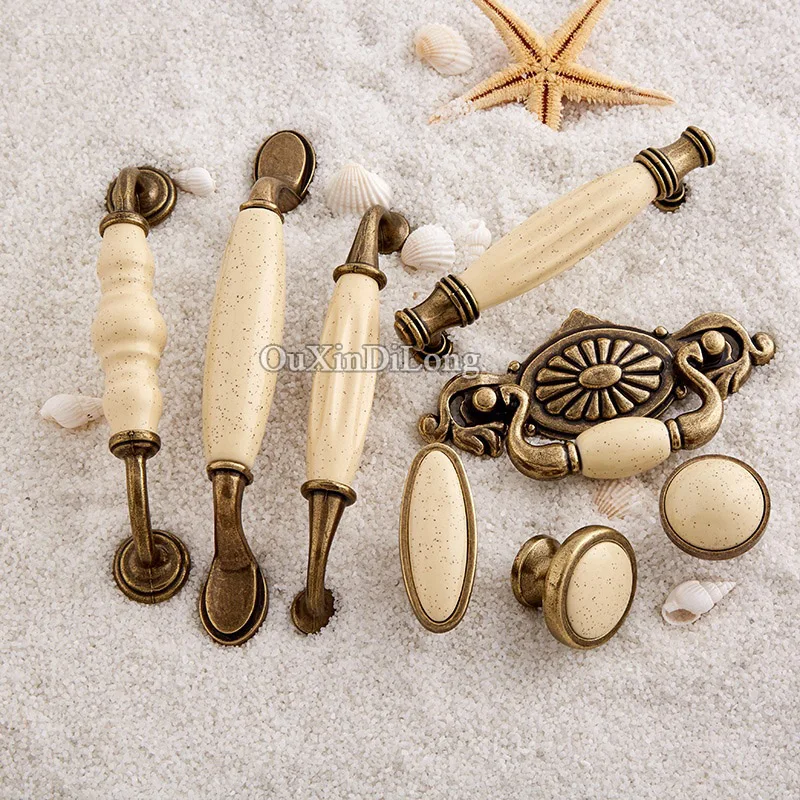 

Vintage 10PCS European Retro Kitchen Door Furniture Handles Ceramic Cupboard Drawer Wardrobe Cabinet Pulls Handles and Knobs