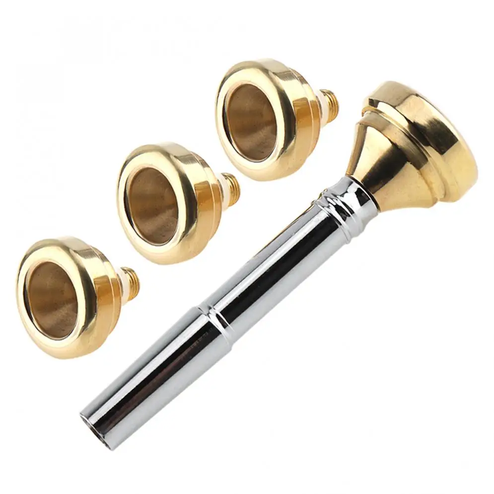 5pcs/lot Brass Trumpet Mouthpiece Set 3C 2C 2B 3B with Gold Plating 7# Heads and 4 Cups for Trumpet