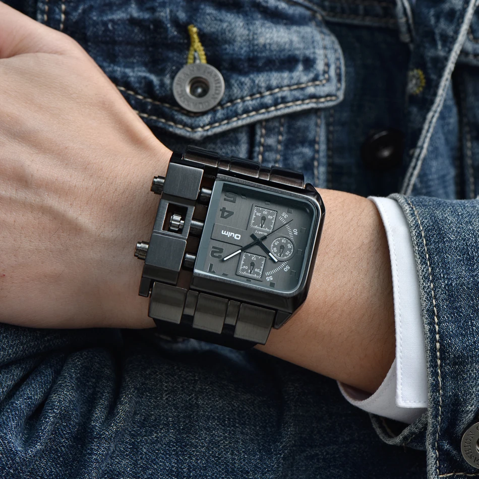 Oulm 3364 Fashion Casual Men Watch Big Size Square Face Wristwatch Male Clock Sport Unique Watches