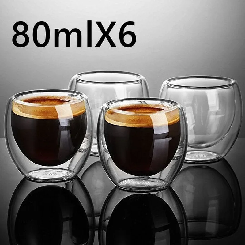 New Double Wall Shot Wine Beer Glass Espresso vaso Coffee verre Cup Tea  Cups  Heat Resistant Teacup Glasses Creative drinkware