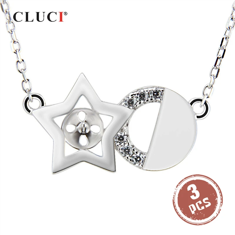 

CLUCI 3pcs Silver 925 Zircon Star Pendant Necklace Women Jewelry 925 Sterling Silver Pendant Necklace Valentine Day Gift SN036SB