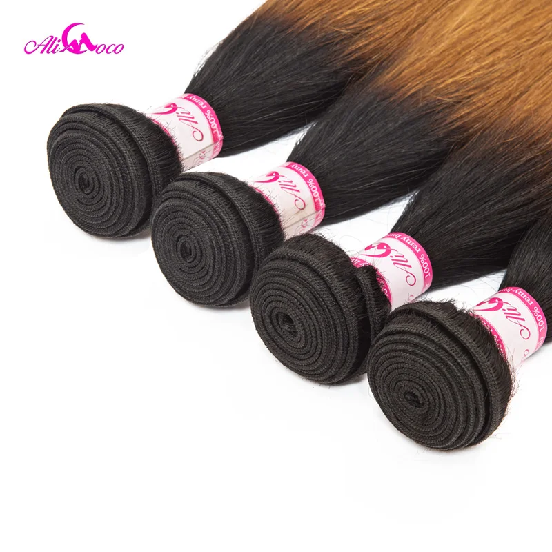Ali Coco Brazilian Straight Hair Bundles Color 1B/30 Human Hair Weaving 1/3/4 Bundles 8-28 Inch Remy Hair Bundles Deals