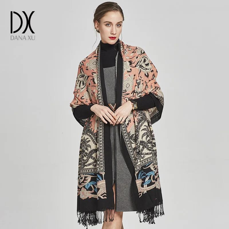 Fashion Scarves and Shawls Women Luxury Brand Large Pashmina Warm Wool Winter Poncho Blanket Shawl Cashmere Hijabs Wrap 2017