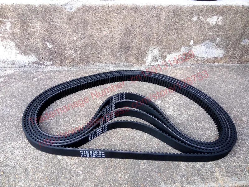 5pcs HTD5M belt 880-5M-15 Teeth 176 Length 880mm Width 15mm 5M timing belt rubber closed-loop belt 880 HTD 5M S5M Belt Pulley