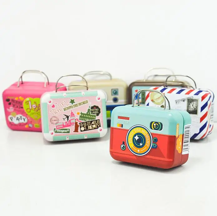 360pcs 75*35*55mm Small Tin Vintage Party Rectangle Handbag Suitcase Luggage Shaped Candy Box Wedding Favor Gift Boxes SN218