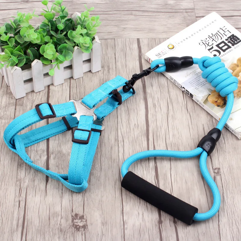 2019 Hot Sales Nylon Dog Collar + 120cm Leash / Dog Harness + 120cm Leash Dog Supplies Sets 6 Colors S-XL Pet Products PD227