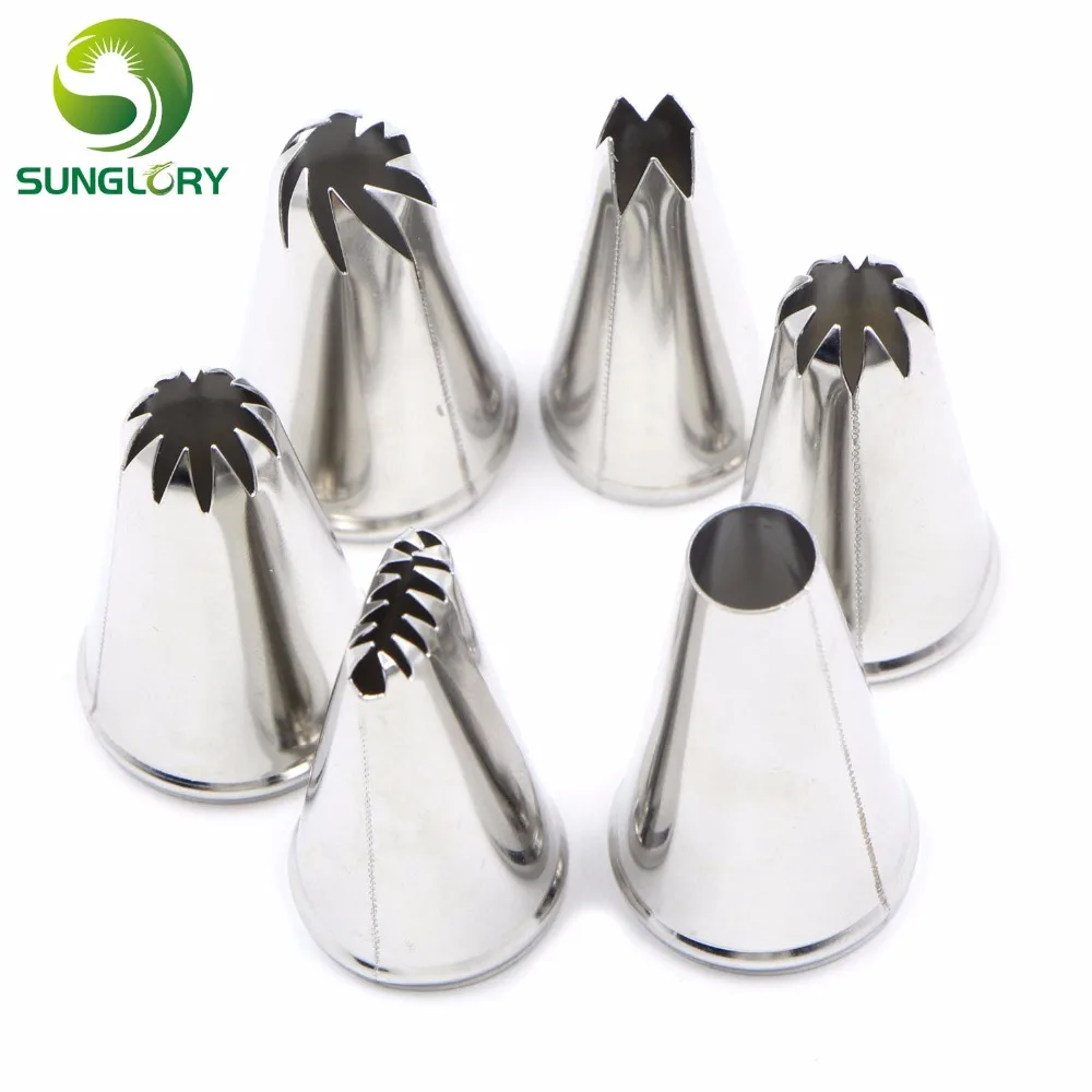 

DIY Cake Decorating 6PCS Stainless Steel Pastry Nozzles For Cupcake Cookie Dessert Decoration Icing Piping Tips Set Baking Tools