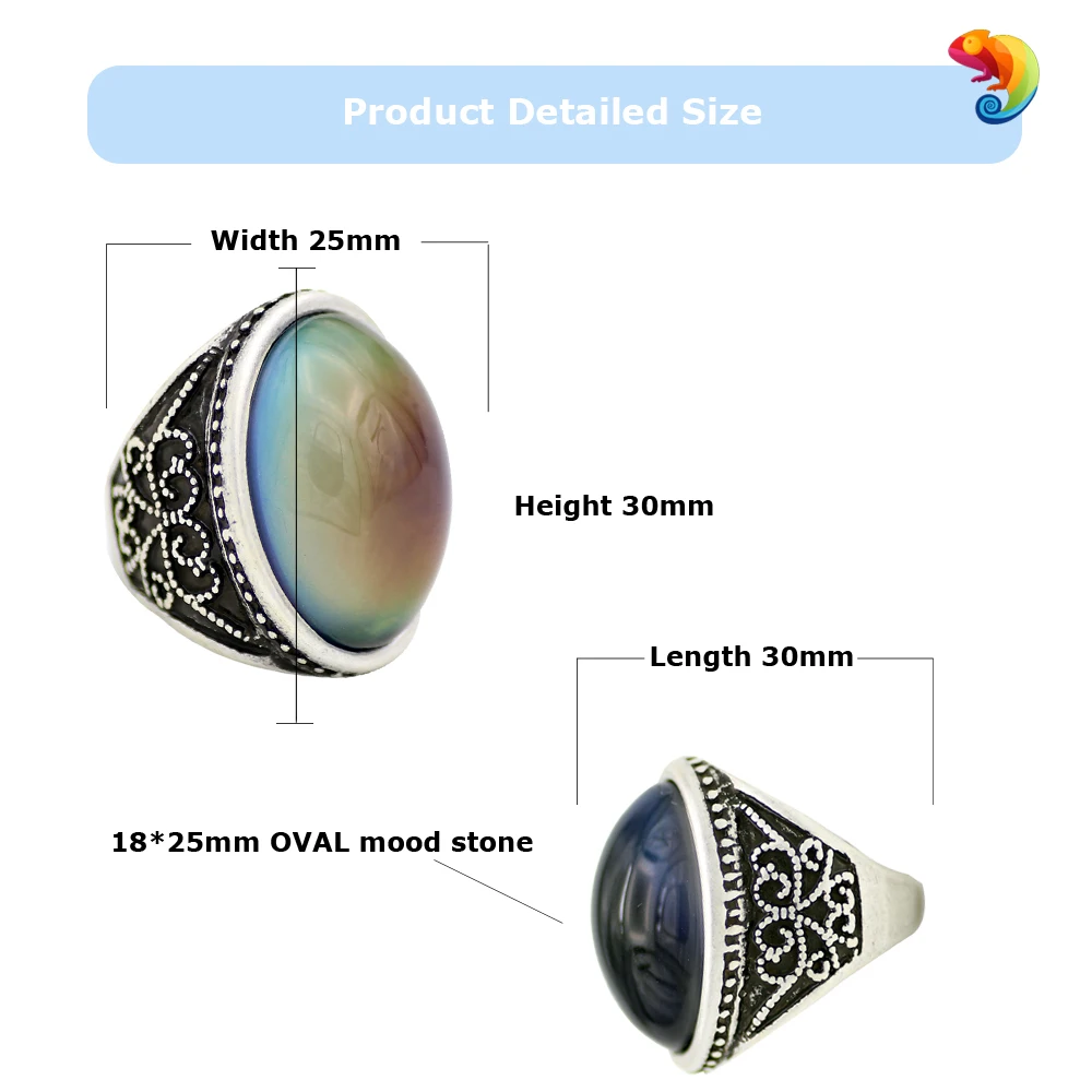 Mojo Vintage Bohemia Retro Color Change Mood Ring Emotion Feeling Changeable Ring Temperature Control Ring for Women MJ-RS052