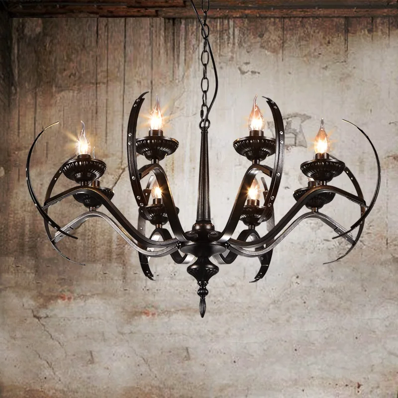 

IWHD 8 heads Iron Hanglamp Loft Style Industrial Hanging Lamp Vintage LED Pendant Lights Home Lighting Fixtures Cafe Lampara