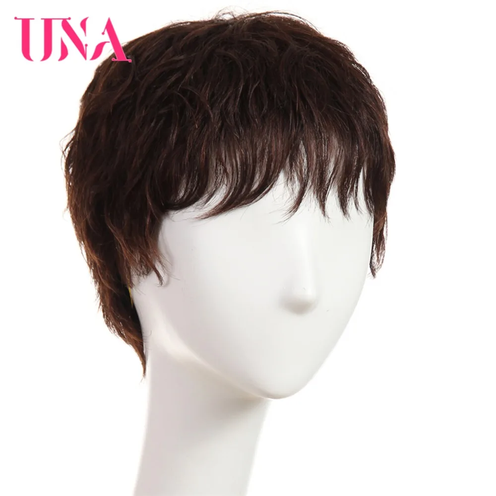 UNA Human Hair Wigs #6383 #2/33 Non-Remy Human Hair 150% Density Brazilian Straight Human Hair Wigs Machine Brazilian Hair Wigs