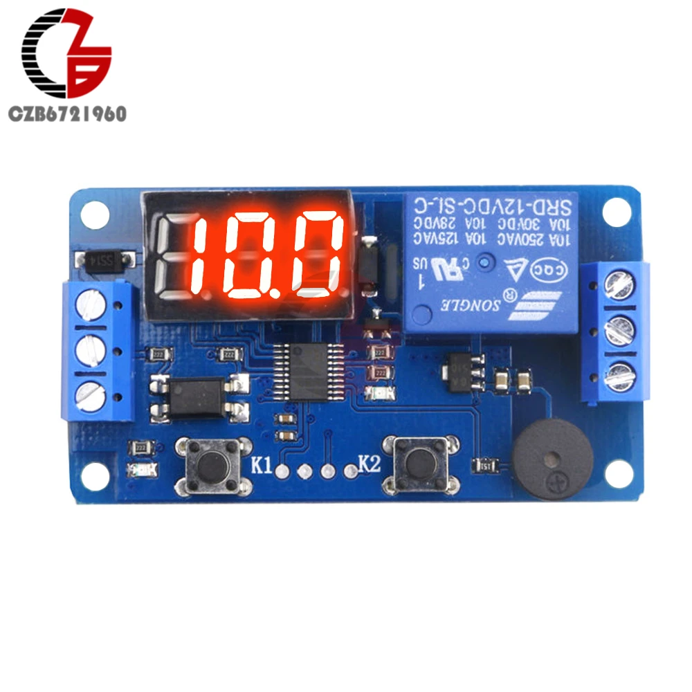 Dc 12V Led Digitale Tijdrelais Module Timer Relais Tijd Schakelaar Trigger Timing Board Plc Automation Auto zoemer