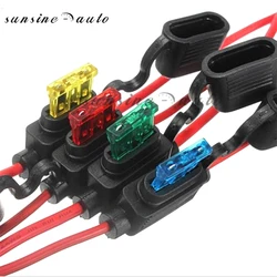 Waterproof 32V  Medium Auto Fuse Holder 16AWG and Car Blade Fuse 2A 3A 5A 7.5A 10A 15A 20A 25A 30A 35A 40A