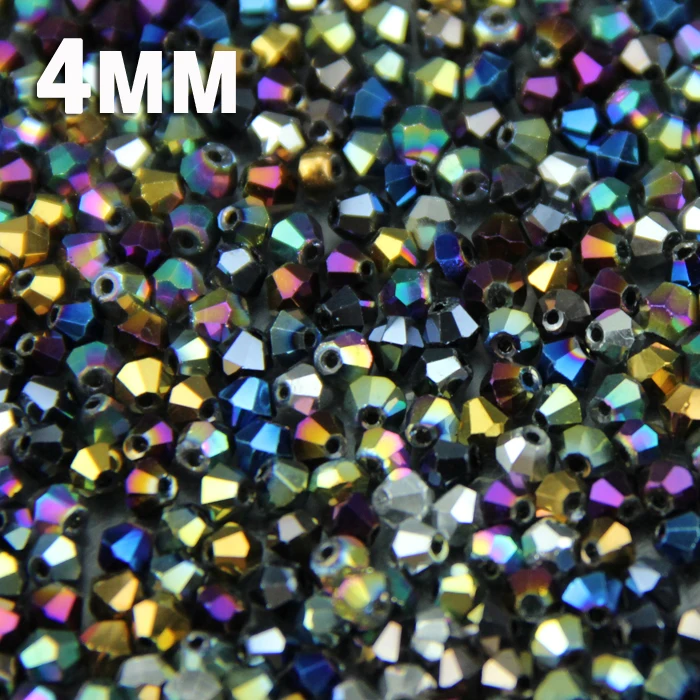 JHNBY 4mm 100 sztuk Bicone z austriackimi kryształami luźne koraliki ball dostaw powierzchni kolor poszycia, bransoletka naszyjnik tworzenia biżuterii DIY