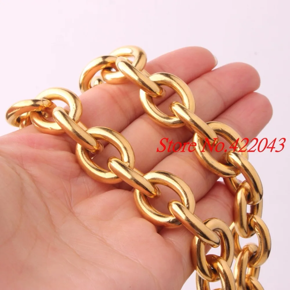 8/11/13/15mm Fashion Mens Gold Tone 316L Stainless Steel Big O Oval Chain Necklace Top quality