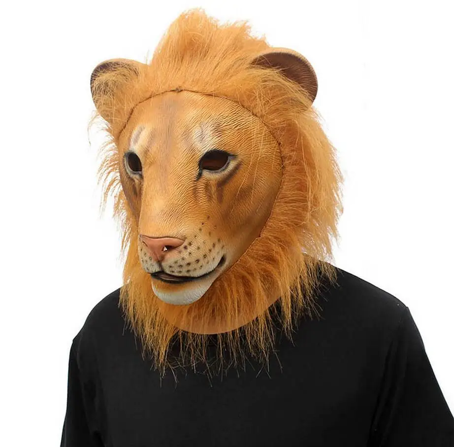 Full Face Latex Animal Head Mask Halloween Lion Head Mask Horror Rubber Mask Masquerade Party Scary Lion Head Masks s