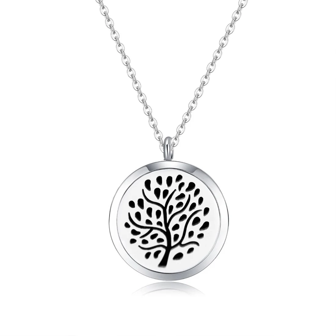 10pcs Mesinya silver color new design tree  (30mm)Aromatherapy / Essential Oils 316L S.Steel Perfume Diffuser Necklace