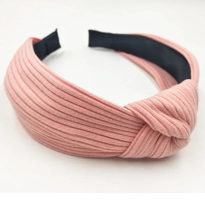 

10pcs/lot Solid Color Knot Hairband Cotton Women Hair Accessories Ladies Soft Hairband Adults Headwear Top Bow Head Band
